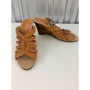 Aerosoles Threadybear Wood Wedge Sandals New 10 Leather